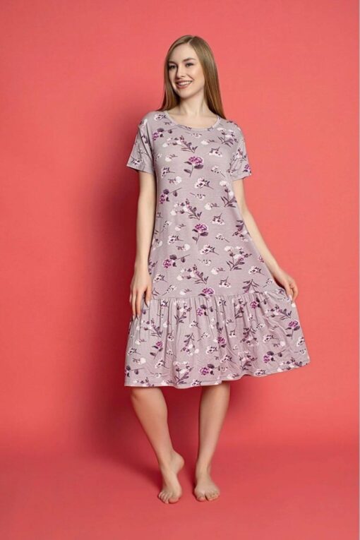Φόρεμα Homewear Κοντό Μανίκι D5120 - ΣΑΠΙΟ ΜΗΛΟ, XXL - Image 4