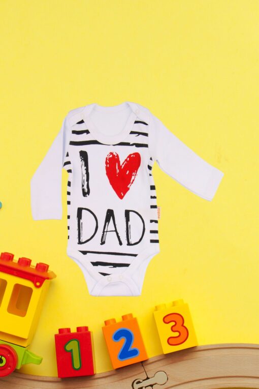 Κορμάκι Βρεφικό Μακρύ Μανίκι Love Dad G2254 - ΛΕΥΚΟ, 12 Μηνών - Image 2