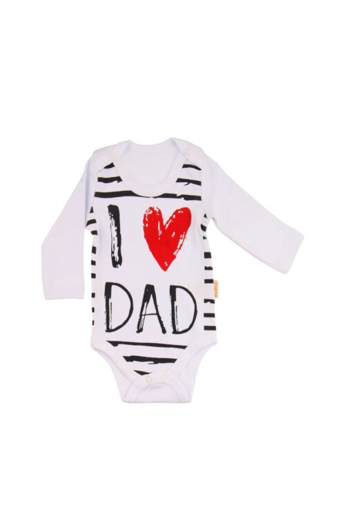 Κορμάκι Βρεφικό Μακρύ Μανίκι Love Dad G2254 - ΛΕΥΚΟ, 12 Μηνών