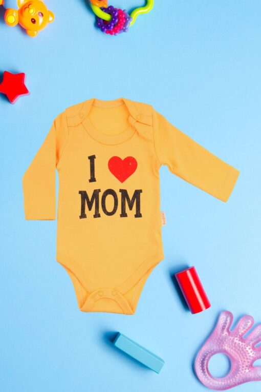 Κορμάκι Βρεφικό Μακρύ Μανίκι Love Mom D2225 - ΚΙΤΡΙΝΟ, 3 Μηνών - Image 2