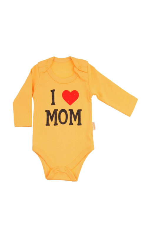 Κορμάκι Βρεφικό Μακρύ Μανίκι Love Mom D2225 - ΚΙΤΡΙΝΟ, 3 Μηνών