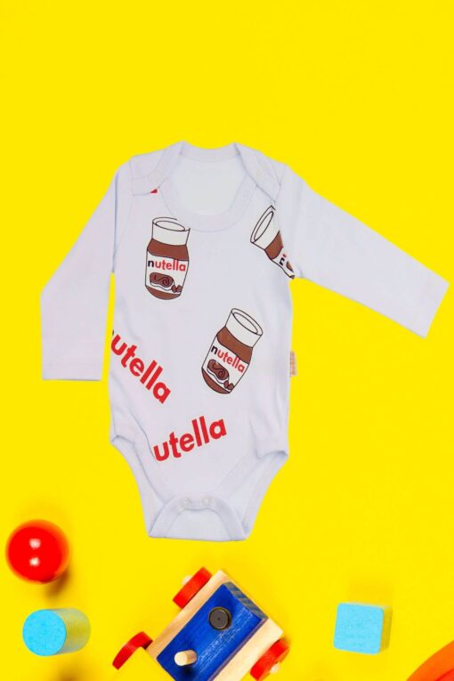 Κορμάκι Βρεφικό Μακρύ Μανίκι Nutella D2258 - ΛΕΥΚΟ, 9 Μηνών - Image 2
