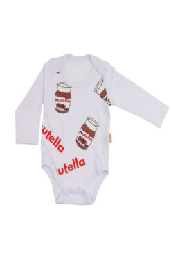 Κορμάκι Βρεφικό Μακρύ Μανίκι Nutella D2258 - ΛΕΥΚΟ, 9 Μηνών