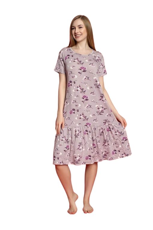 Φόρεμα Homewear Κοντό Μανίκι D5120 - ΣΑΠΙΟ ΜΗΛΟ, XXL