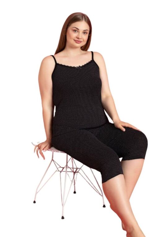 Γυναικεία Πιτζάμα Κάπρι Homewear 8139 - ΜΑΥΡΟ, 4XL