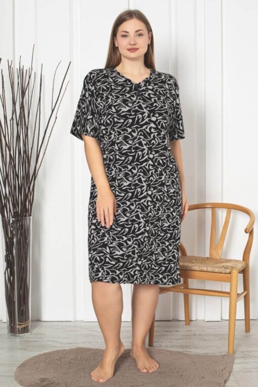 Φόρεμα Homewear Κοντό Μανίκι C5188 - ΠΟΛΥΧΡΩΜΟ, 4XL - Image 2