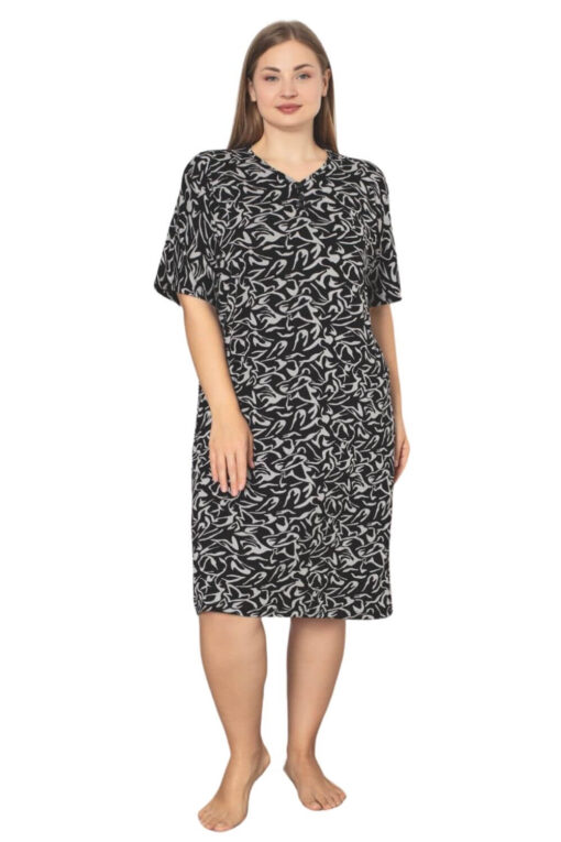 Φόρεμα Homewear Κοντό Μανίκι C5188 - ΠΟΛΥΧΡΩΜΟ, 4XL - Image 3