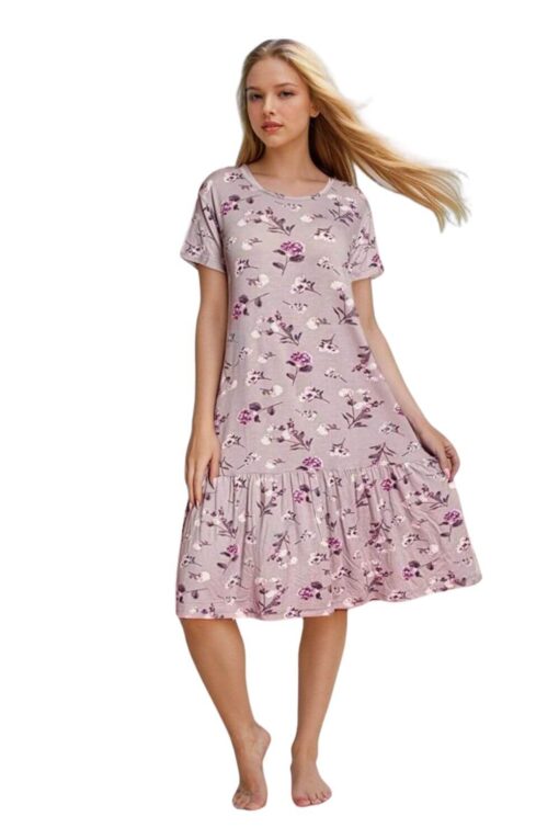 Φόρεμα Homewear Κοντό Μανίκι D5120 - ΣΑΠΙΟ ΜΗΛΟ, XXL - Image 2