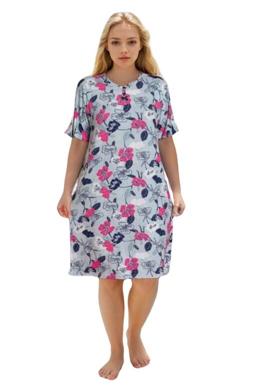 Φόρεμα Homewear Κοντό Μανίκι D5159 - ΠΟΛΥΧΡΩΜΟ, 3XL - Image 2