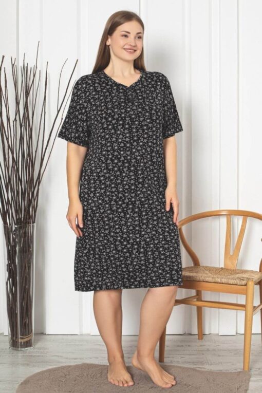 Φόρεμα Homewear Κοντό Μανίκι L5188 - ΠΟΛΥΧΡΩΜΟ, 4XL - Image 2