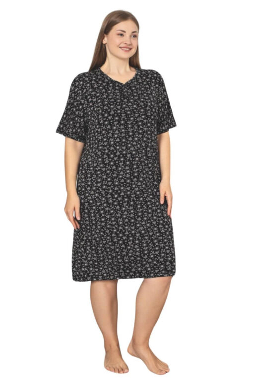 Φόρεμα Homewear Κοντό Μανίκι L5188 - ΠΟΛΥΧΡΩΜΟ, 4XL - Image 3