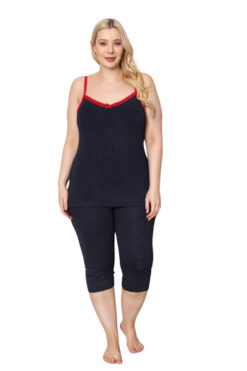 Γυναικεία Πιτζάμα Κάπρι Homewear W8139 - ΜΠΛΕ ΣΚΟΥΡΟ, 4XL