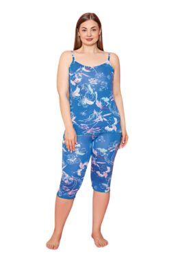 Γυναικεία Πιτζάμα Κάπρι Homewear W8147 - ΜΠΛΕ-ΡΟΥΑ, XXL