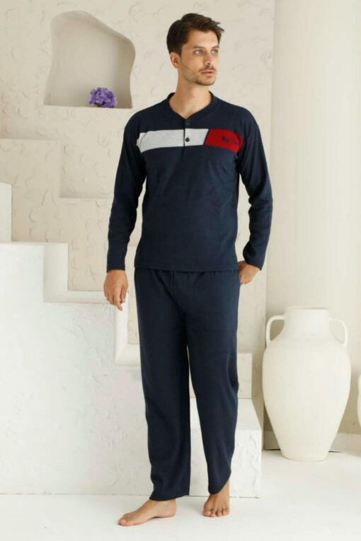 Ανδρική Πιτζάμα Βαμβακερή Plus Size R2065 - BLUE BLACK, 4XL - Image 5