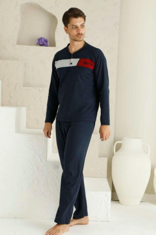Ανδρική Πιτζάμα Βαμβακερή Plus Size R2065 - BLUE BLACK, 4XL - Image 2