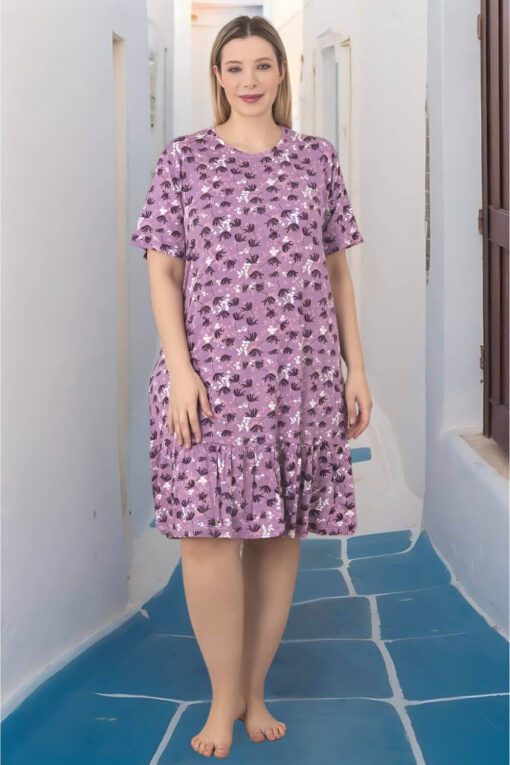 Φόρεμα Homewear Κοντό Μανίκι W5242 - ΠΟΛΥΧΡΩΜΟ, 4XL - Image 5