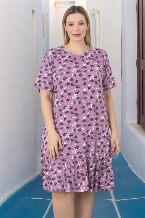 Φόρεμα Homewear Κοντό Μανίκι W5242 - ΠΟΛΥΧΡΩΜΟ, 4XL - Image 2