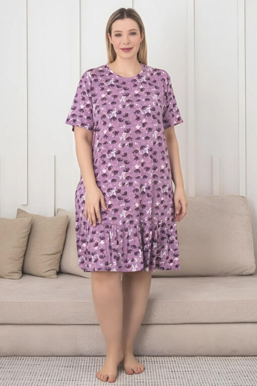 Φόρεμα Homewear Κοντό Μανίκι W5242 - ΠΟΛΥΧΡΩΜΟ, 4XL - Image 3