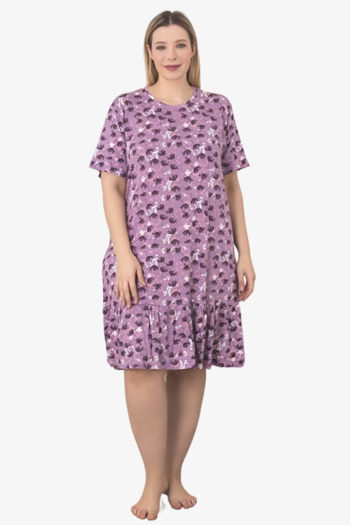Φόρεμα Homewear Κοντό Μανίκι W5242 - ΠΟΛΥΧΡΩΜΟ, 4XL - Image 4