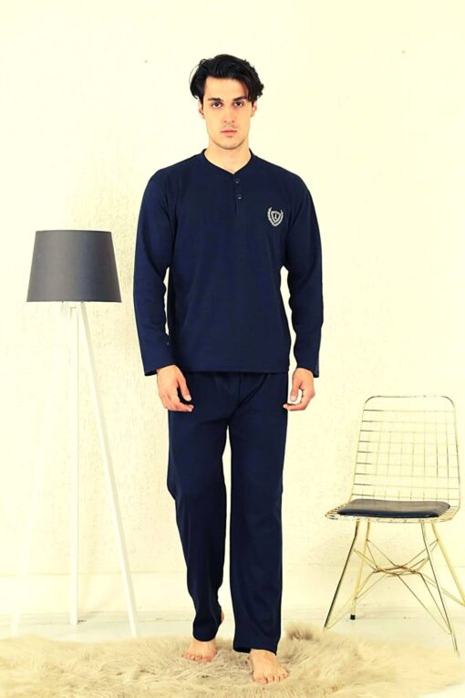 Ανδρική Πιτζάμα Βαμβακερή Plus Size G1065 - ΜΠΛΕ, 3XL - Image 6