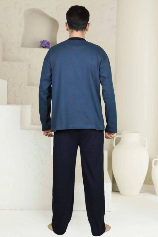 Ανδρική Πιτζάμα Βαμβακερή Plus Size X0835 - ΜΠΛΕ, 4XL - Image 3