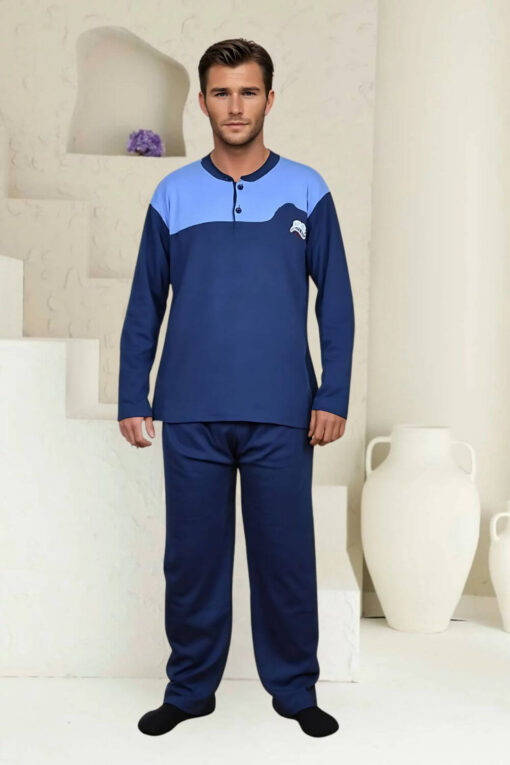 Ανδρική Πιτζάμα Βαμβακερή R2055 - ΜΠΛΕ ΡΑΦ, XXL - Image 3