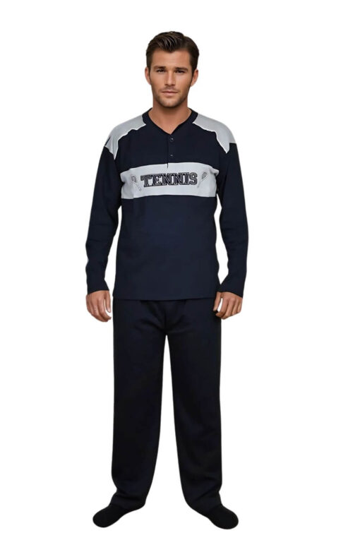 Ανδρική Πιτζάμα Βαμβακερή S0885 - BLUE BLACK, M