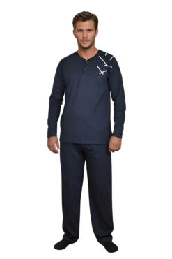 Ανδρική Πιτζάμα Βαμβακερή S0930 - BLUE BLACK, M