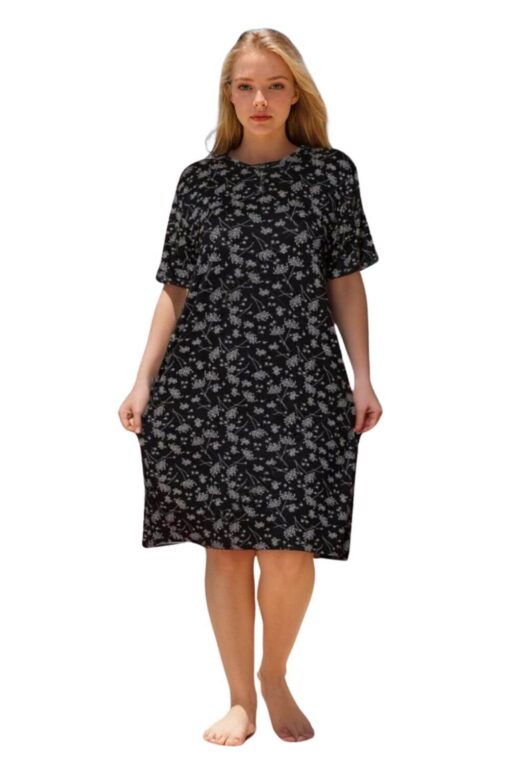 Φόρεμα Homewear Κοντό Μανίκι 5135 - ΜΑΥΡΟ, 4XL - Image 2