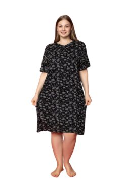 Φόρεμα Homewear Κοντό Μανίκι 5135 - ΜΑΥΡΟ, 4XL
