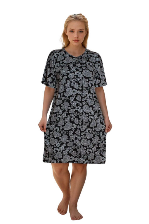 Φόρεμα Homewear Κοντό Μανίκι 5140 - ΜΑΥΡΟ, 3XL - Image 2