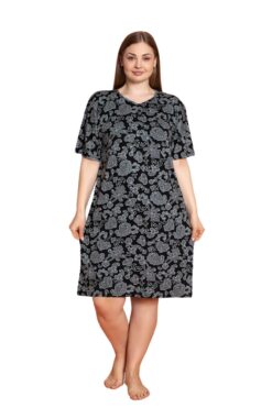 Φόρεμα Homewear Κοντό Μανίκι 5140 - ΜΑΥΡΟ, 3XL