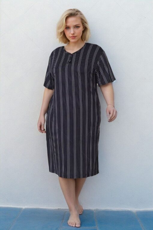 Φόρεμα Homewear Κοντό Μανίκι 5207 - ΜΑΥΡΟ, XXL - Image 4