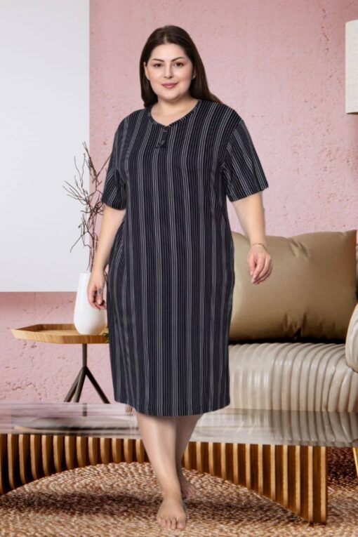 Φόρεμα Homewear Κοντό Μανίκι 5207 - ΜΑΥΡΟ, XXL - Image 5
