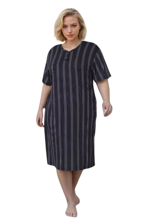 Φόρεμα Homewear Κοντό Μανίκι 5207 - ΜΑΥΡΟ, XXL - Image 2