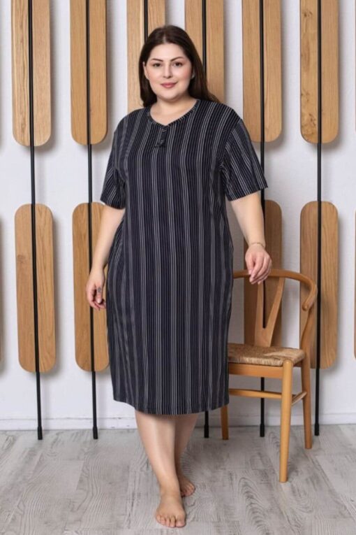 Φόρεμα Homewear Κοντό Μανίκι 5207 - ΜΑΥΡΟ, XXL - Image 3