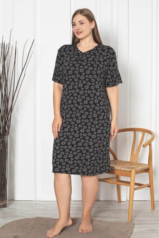 Φόρεμα Homewear Κοντό Μανίκι F5188 - ΠΟΛΥΧΡΩΜΟ, 4XL - Image 2
