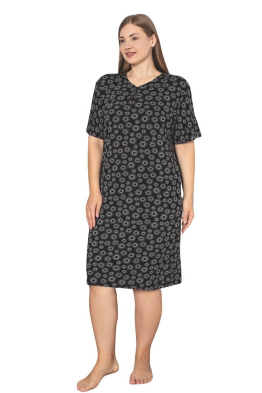 Φόρεμα Homewear Κοντό Μανίκι F5188 - ΠΟΛΥΧΡΩΜΟ, 4XL - Image 3