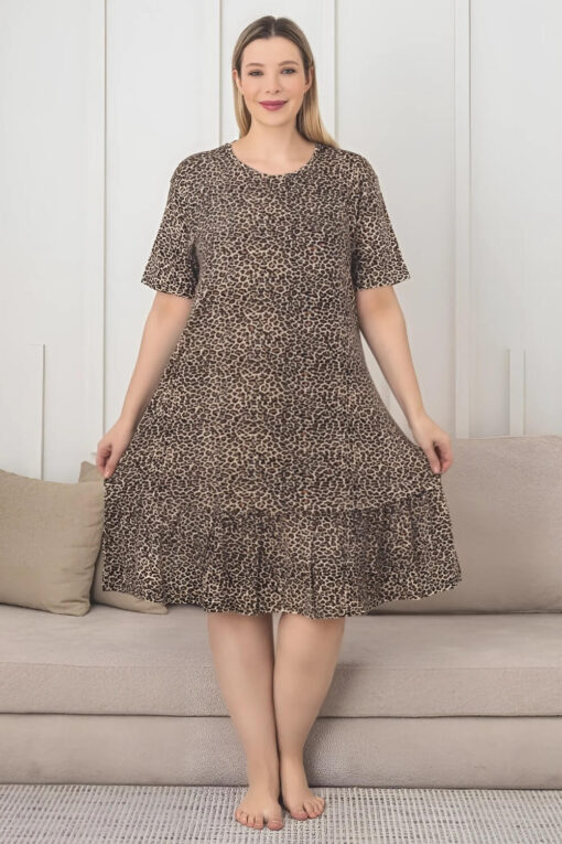 Φόρεμα Homewear Κοντό Μανίκι F5242 - ΛΕΟΠΑΡ, 4XL - Image 3