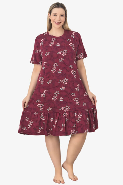 Φόρεμα Homewear Κοντό Μανίκι Q5242 - ΠΟΛΥΧΡΩΜΟ, 4XL - Image 4