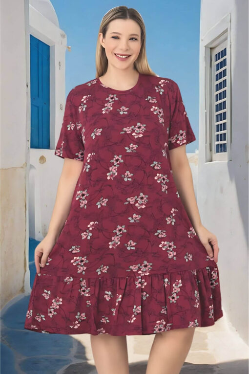 Φόρεμα Homewear Κοντό Μανίκι Q5242 - ΠΟΛΥΧΡΩΜΟ, 4XL - Image 2