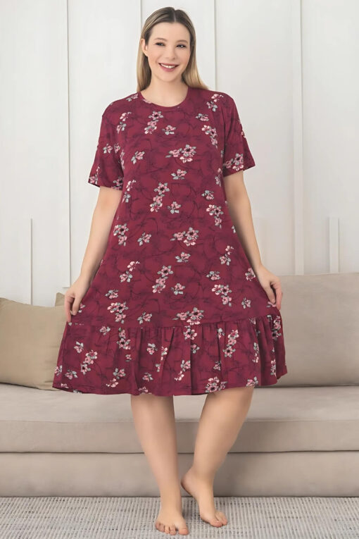 Φόρεμα Homewear Κοντό Μανίκι Q5242 - ΠΟΛΥΧΡΩΜΟ, 4XL - Image 3