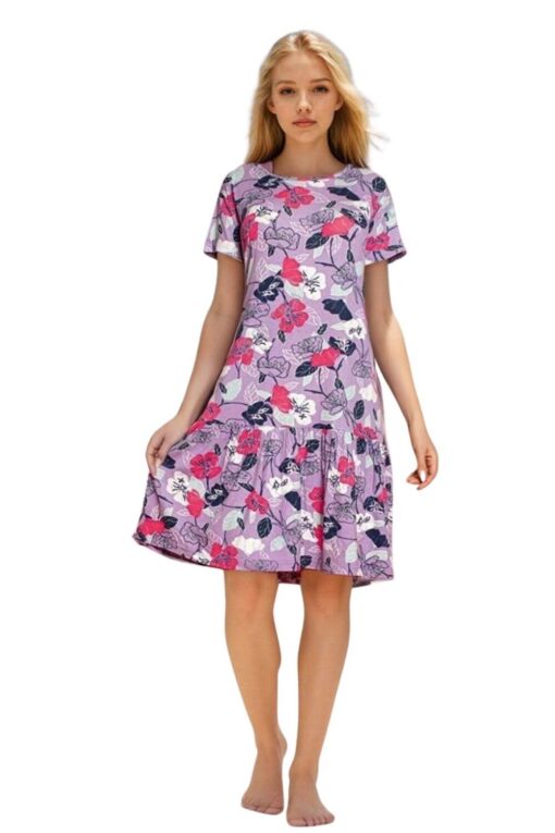 Φόρεμα Homewear Κοντό Μανίκι R5117 - ΜΩΒ, XL - Image 2