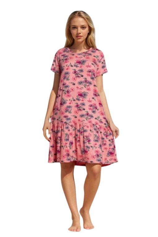 Φόρεμα Homewear Κοντό Μανίκι R5120 - ΡΟΖ, L - Image 2