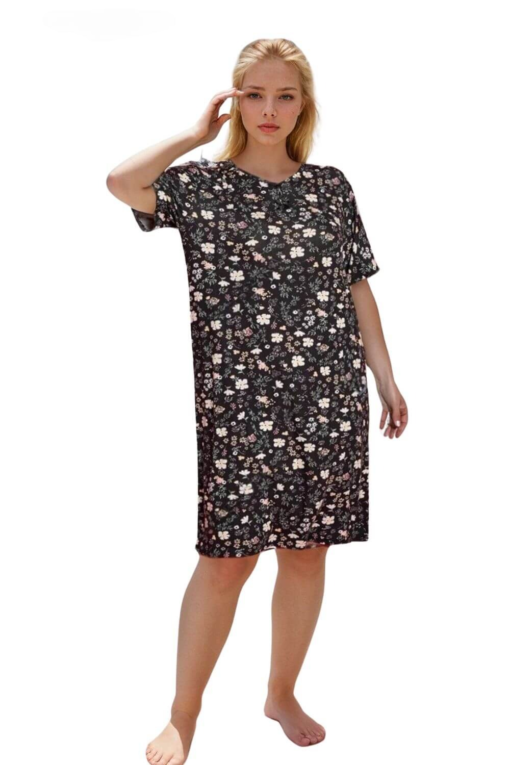 Φόρεμα Homewear Κοντό Μανίκι R5141 - ΜΑΥΡΟ, 3XL - Image 2