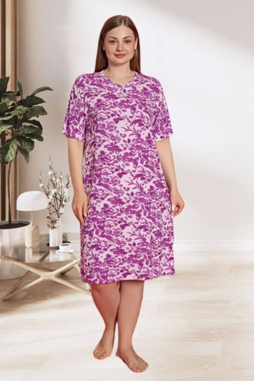 Φόρεμα Homewear Κοντό Μανίκι R5159 - ΠΟΛΥΧΡΩΜΟ, 4XL - Image 5