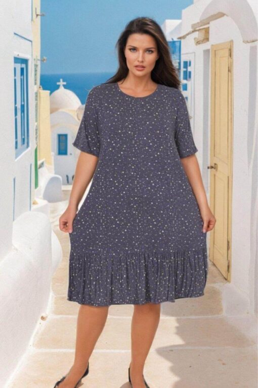 Φόρεμα Homewear Κοντό Μανίκι R5214 - ΑΝΘΡΑΚΙ, XXL - Image 4