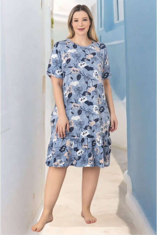 Φόρεμα Homewear Κοντό Μανίκι R5242 - ΠΟΛΥΧΡΩΜΟ, 4XL - Image 5