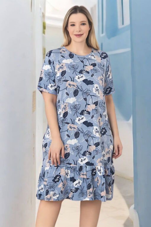 Φόρεμα Homewear Κοντό Μανίκι R5242 - ΠΟΛΥΧΡΩΜΟ, 4XL - Image 2