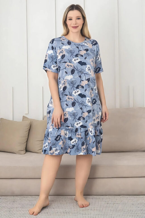 Φόρεμα Homewear Κοντό Μανίκι R5242 - ΠΟΛΥΧΡΩΜΟ, 4XL - Image 3